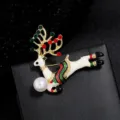 Weihnachten Rentier Brosche Strass Perle Emaille Elch Pin Festlicher Schmuck Geschenk für Damen - Weihnachtskitz Stil (YNCP1576)
