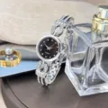 Luxus Damen Strass Quarz Armbanduhr mit edlem Sternenhimmel Zifferblatt elegante Uhr - Silber Schwarz