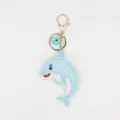 Süßer blauer Delphin PU Leder Schlüsselanhänger, niedlicher Taschenanhänger und Metallaccessoire. - Delfin