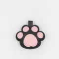 Black and pink cat paw PU leather pendant detail showing fine stitching and soft texture. - Cat Claw Style / Black with Pink Paw