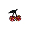 Colorful disco ball cherry brooch with crystal leaf, zinc alloy enamel fashion pin badge. - Disco Ball Cherry With Rhinestone (CZ1230)