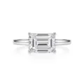 Exquisite emerald cut moissanite ring detail, brilliant sparkle with classic four-prong setting. - Size 5 / Emerald Cut Style (FDJZ-499) / 5*7mm
