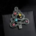 Weihnachtsbaum Brosche Strass Metall Zinklegierung Mode Urlaub Schmuck Accessoire Geschenke - Grüner Weihnachtsbaum Stil (YNCP3385)