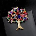 Bunte Strass-Baum-Brosche, vergoldete Legierung Mode Anstecknadel, elegantes Schmuckgeschenk. - Mode Weihnachtsbaum (YNCP1164)