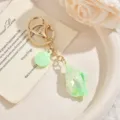 Porte cles coquillage vert degrade mignon pendentif sac acrylique charme dore charmant - Vert