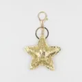Goldener Stern Schlüsselanhänger Detailansicht, strukturierter Pentagramm Taschenanhänger. - Schnallen-Stil / Gold