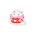 Spilla smaltata gatto cartone animato rosa dolce torta metallo badge accessori borsa - Gatto del Gelato (CZ1016-1)