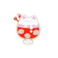 Spilla smaltata gelato gatto carino, spilla in lega rosa e rossa per borse e vestiti dolci. - Gatto del Cupcake (CZ1016-3)