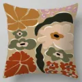 Dettaglio del motivo floreale astratto retro su federa quadrata, decorazione da divano. - Fodera per Cuscino in Lino Bifacciale 45x45cm / BZ20221003-5
