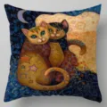 Funda de cojín lino impresión gato pintura al óleo detalle salón sofá decoración - BZ202301016-9