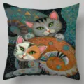 Funda de cojín decorativa con estampado de gatos, funda de almohada artística para sofá. - BZ202301016-10