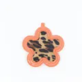 PU leer luipaard print zonnebloem sleutelhanger tas bedel en auto sleutel hanger. - Oranje