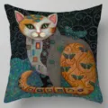 Funda de cojín decorativa con diseño de gato al óleo artístico para el sofá de casa. - Funda de cojín de lino de una cara; Relleno no incluido; 45x45 cm / BZ202301016-1