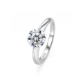 925 Silver Solitaire Moissanite Ring One Carat Classic Straight Band Women Wedding Jewelry - Platinum 6.5mm Moissanite