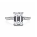S925 Sterling Silver Emerald Cut Moissanite Ring with Pave Band 5x7mm Luxury Jewelry Main - Size 5 / Emerald Cut Style (FDJZ-498) / 5*7mm