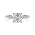 Stunning 6mm Asscher cut moissanite ring in 925 sterling silver, elegant pave band design. - Size 5 / Asscher Cut Style (FDJZ-502) / 6mm