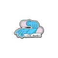 Medical theme enamel brooch pin with blue gloves and quote design for clothing decoration - Look Away Glove Style (CZ2740-1)
