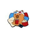 Cute Capybara enamel pin wearing 3D glasses, funny metal badge for backpack and clothes. - Movie Watching Capybara (CZ2757-6)