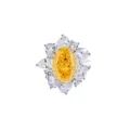 Eleganter 925 Silber oval gelb Zirkon Blumen Ring glänzender weißer Stein Schmuck Damen - Größe 6 / Ovaler Blumenstil (FDJZ-080) / Gansgelb