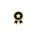 Mini enamel star ribbon badge brooch, black and gold alloy decorative pin size - Star Medal Style (CZ3000-4)