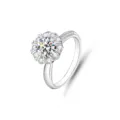 Atemberaubender 925 Silber 1 Karat Moissanit Halo Ring Variante mit funkelndem Pave-Band. - Größe 5 / Schneeflocken-Cluster-Stil (FDJZ-002)