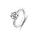 925 Silber ein Karat Moissanit Ring sechs Krappen Solitär Diamant Ring für Damen Schmuck - Größe 5 / Sechs-Zinken mit Seitensteinen-Stil (FDJZ-004)