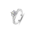 925er Sterlingsilber 1 Karat Moissanit Verlobungsring mit verdrehtem Pavé-Band Design - Größe 5 / Verdrehter Pavé-Stil (FDJZ-006)