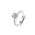 925er Silber 1 Karat Moissanit Solitär Ring mit Zirkonia Band Verstellbare Grösse - Größe 5 / Luxuriöser Sechs-Klauen-Stil (FDJZ-007) / 1 Karat (Durchmesser 6.5mm) / Weißgold