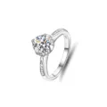 925 Silber Ein Karat Moissanit Ring mit funkelnden Seitensteinen elegantes Design SKU. - Größe 5 / Klassischer Vier-Klauen-Stil mit Seitendiamanten (FDJZ-008) / 1 Karat (Durchmesser 6.5mm) / Weißgold