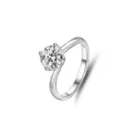 Exquisiter 925er Sterlingsilber 1 Karat Moissanit Solitärring mit klassischem Design. - Größe 5 / Stromlinienförmiger Vier-Krappen-Stil (FDJZ-009) / Weißgold