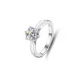 Eleganter 925 Silber Verlobungsring mit funkelndem Moissanit Solitärstein und Zargenfassung. - Größe 5 / Sechszack Solitär-Stil (FDJZ-013)