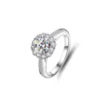 925er Sterlingsilber 1 Karat Moissanit Ring glänzender Halo Verlobungsring offener Ring - Größe 5 / Luxuriöser Halo-Stil (FDJZ-014)