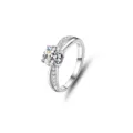 925er Sterlingsilber Moissanit Ring Ein Karat Diamant Geteilter Schaft Elegantes Schmuck - Größe 5 / Split-Schaft-Stil (FDJZ-017)