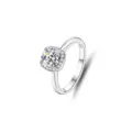925er Sterlingsilber Kissen Schliff Moissanit Halo Ring Damen Schmuck glänzend - Größe 5 / Kissen Halo Stil (FDJZ-020) / Weißgold