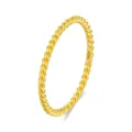 Gold plated S925 silver twist rope ring minimalist dainty stackable band for women daily wear - Size 6 / Twisted Rope Plain Band Style (FDJZ-288) / Gold