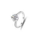 925 Silber 1 Karat Moissanit Ring glänzendes Solitär Design elegante Damen Schmuck - Größe 5 / Pavé Runder Stil (FDJZ-021) / Weißgold