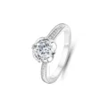 925 Silber Moissanit Ring Silber Variante Solitär Pavé Band Elegante Damen Schmuck - Größe 5 / Vier-Klauen-Blumenring, offen (FDJZ-032)