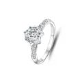 Exquisiter 925er Sterlingsilber 1 Karat Moissanit Offener Ring mit Blumenfassung - Größe 5 / Sechs-Klauen-Blumenstil (FDJZ-035)