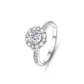 Atemberaubender 925 Sterling Silber Halo Moissanit Ring mit funkelnden Diamanten. - Größe 5 / Luxus Halo Cluster Stil (FDJZ-037)