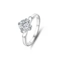 925er Sterling Silber 1 Karat Moissanit Solitär Ring verstellbarer offener Damenring - Größe 5 / Klassischer Vier-Krallen-3D-Stil (FDJZ-038) / Weißgold
