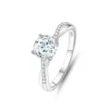 925 Silber 1 Karat Moissanit Ring, eleganter verdrehter Band-Stil, glitzernde Pavé-Fassung. - Größe 5 / Mikro-Pavé Verdrehtes Band-Stil (FDJZ-043) / Weißgold