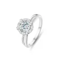 925 Silber 1 Karat Moissanit Ring verstellbarer offener Ring mit Zirkonbesatz fur Damen - Größe 5 / Blumen-Halo-Cluster-Stil (FDJZ-047)