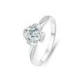 925 Silber 1 Karat Moissanit Diamant Ring, klassischer Krappenfassung Verlobungsring. - Größe 5 / Vier-Krappen-Pave-Stil (FDJZ-051) / Weißgold