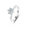 Elegantes 925 Silber Moissanit Ring Ein Karat Solitär Twist Band Verlobung Schmuck - Größe 5 / Sechs-Zinken Verdrehter Arm-Stil (FDJZ-052)