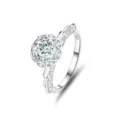 925er Sterlingsilber ein Karat Moissanit Ring Cluster Halo Design glänzender Schmuck. - Größe 5 / Verdrehter Arm Brillant-Schliff-Stil (FDJZ-056)