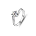 925er Sterlingsilber 1Karat Moissanit Ring Twist Pave verstellbare Groesse Schmuck - Verstellbares Offenes Design / Verdrehter Arm Pave-Stil (FDJZ-005)