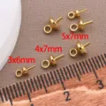 Gold plated half hole pin pearl cup bail connector detail close up for DIY jewelry making - 3x6mm (Pin Thickness 0.6mm) / 18K Gold Plated Copper