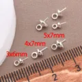 Metal half hole pin pearl cup bail DIY jewelry findings connector size 3x6mm 4x7mm 5x7mm - 3x6mm (Pin Thickness 0.6mm) / Thick Silver Plated Copper