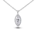 Elegante Marquise-Moissanit-Halskette aus poliertem S925 Sterlingsilber mit Anhänger - Marquise-Halo-Stil (FDDZ-152) / Weißer Moissanit / Weißgold