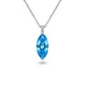 925 Sterling Silver Marquise Blue Crystal Pendant Necklace Minimalist Elegant Jewelry Main - 925 Silver / White Gold